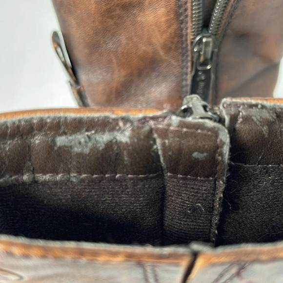 VINTAGE Y2K Spring Distressed Brown Leather Square Toe Over the Ankle Boots 36 - Picture 10 of 16